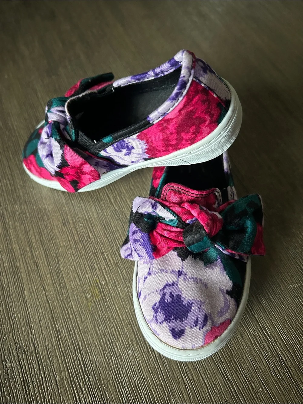 Girl JJ Black Floral Kimberly Goldson Floral Bow Sneaker by Janie & Jack.